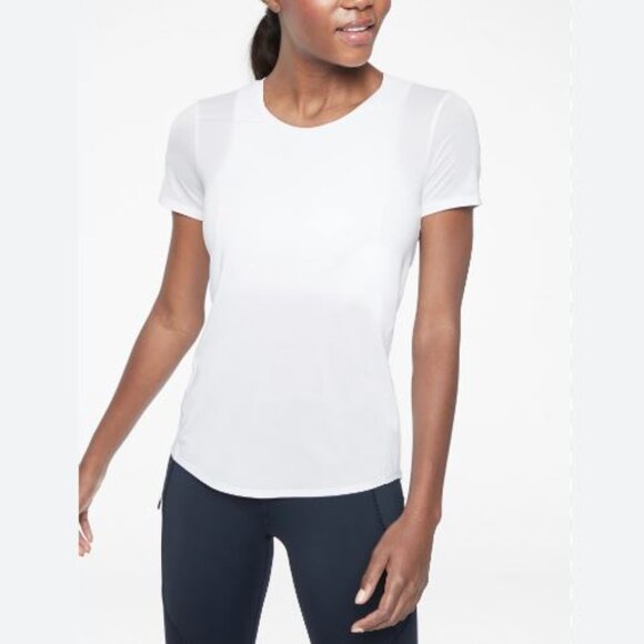 Athleta Kettlebella Train Tee Shirt Womens Medium M White T Top Athletic L05X - Picture 1 of 7